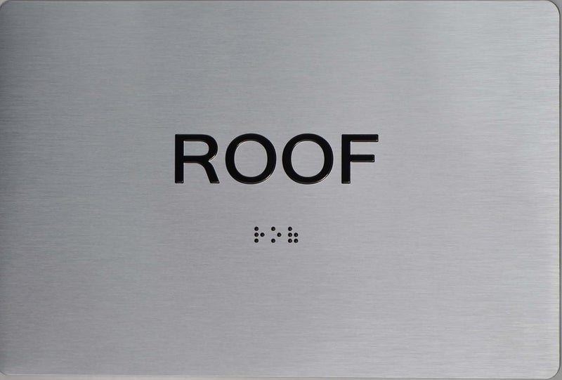 BUILDINGSIGNS.COM Floor Number Sign Tactile Graphics Grade 2 Braille Text With Raised Letters Aluminum, Safety Sign For Office, School Hospital,Brush Silver (Roof 6X9) - Image 1